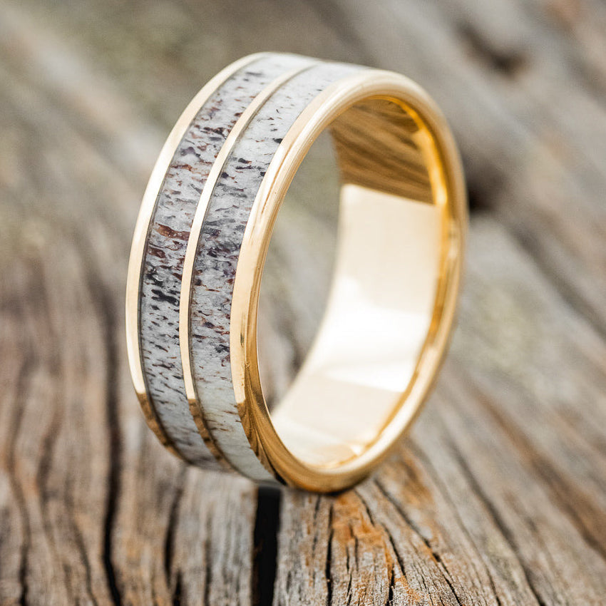 "DYAD" - ANTLER INLAY WEDDING BAND-10