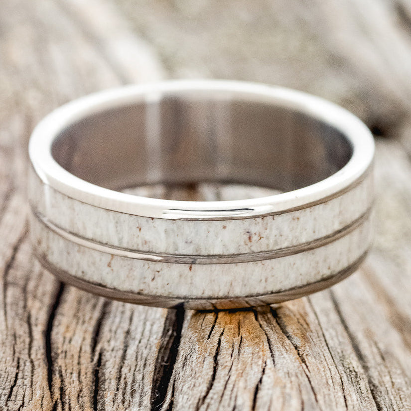 "DYAD" - ANTLER INLAY WEDDING BAND-3