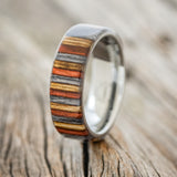 "HAVEN" - RED, GREY & BROWN DYED BIRCH WOOD WEDDING RING