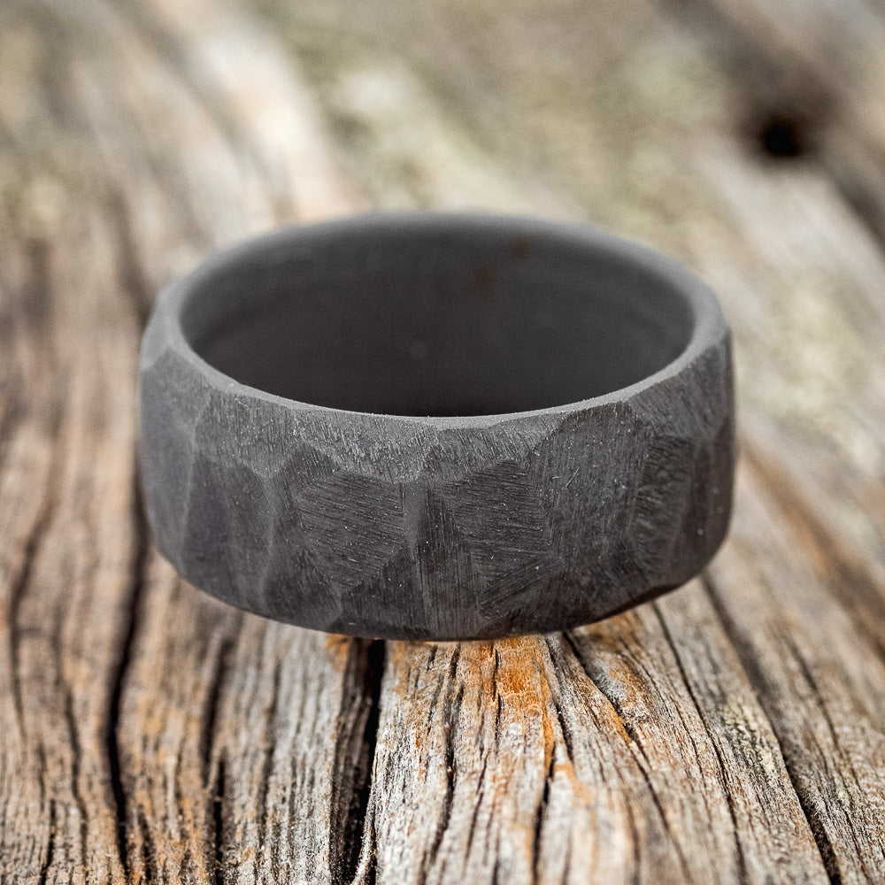 FACETED WEDDING RING WITH A SANDBLASTED FINISH - READY TO SHIP-6