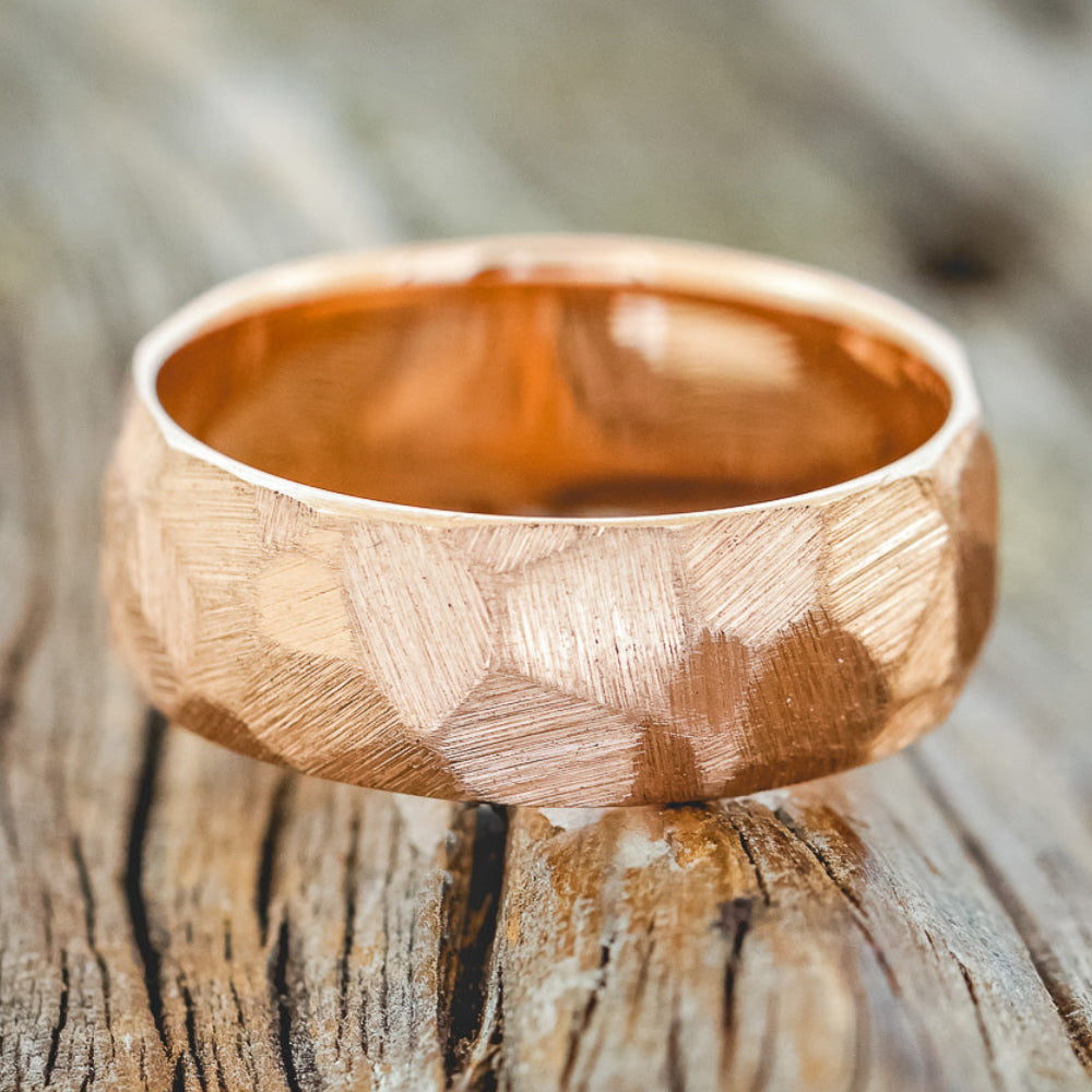 FACETED WEDDING RING WITH TEXTURED FINISH-10