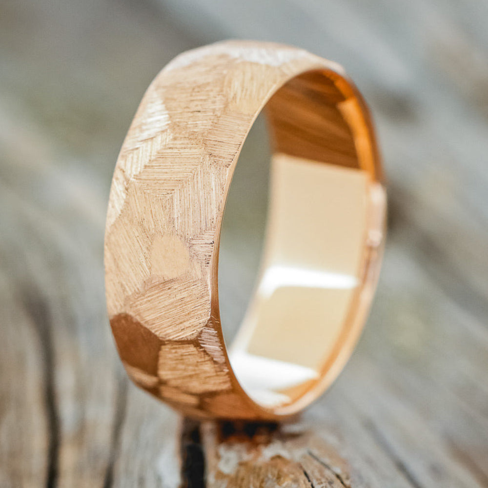 FACETED WEDDING RING WITH TEXTURED FINISH-8