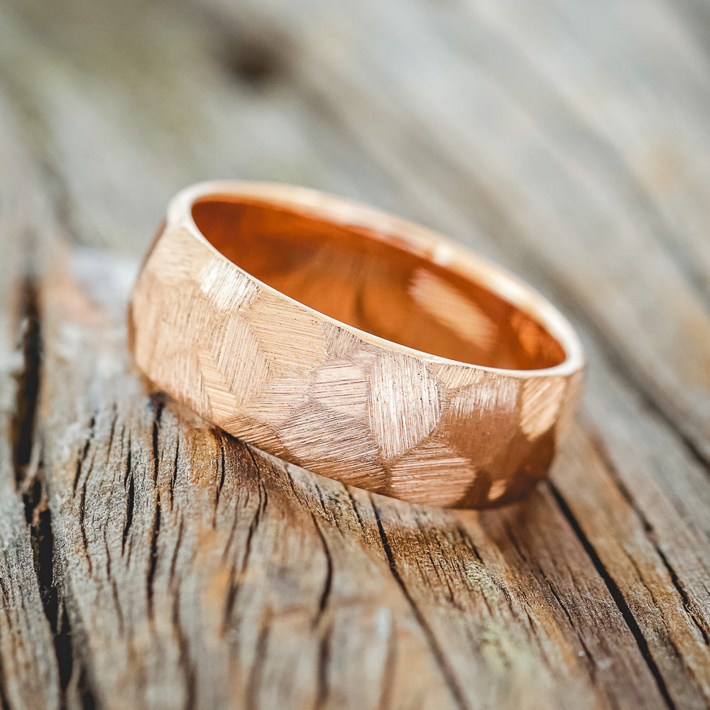 FACETED WEDDING RING WITH TEXTURED FINISH-9