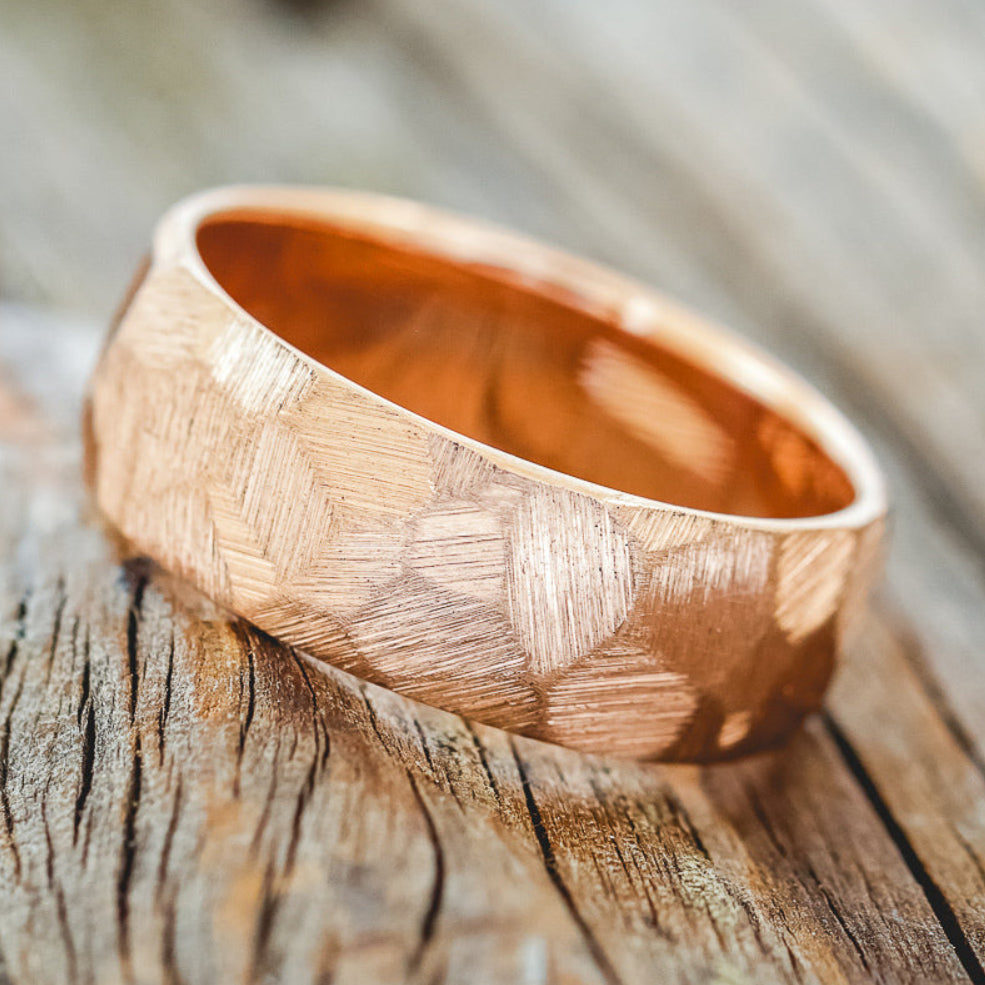 FACETED WEDDING RING WITH TEXTURED FINISH-9