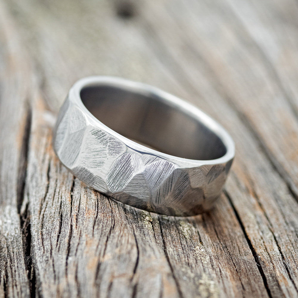 FACETED WEDDING RING WITH TEXTURED FINISH - READY TO SHIP-2