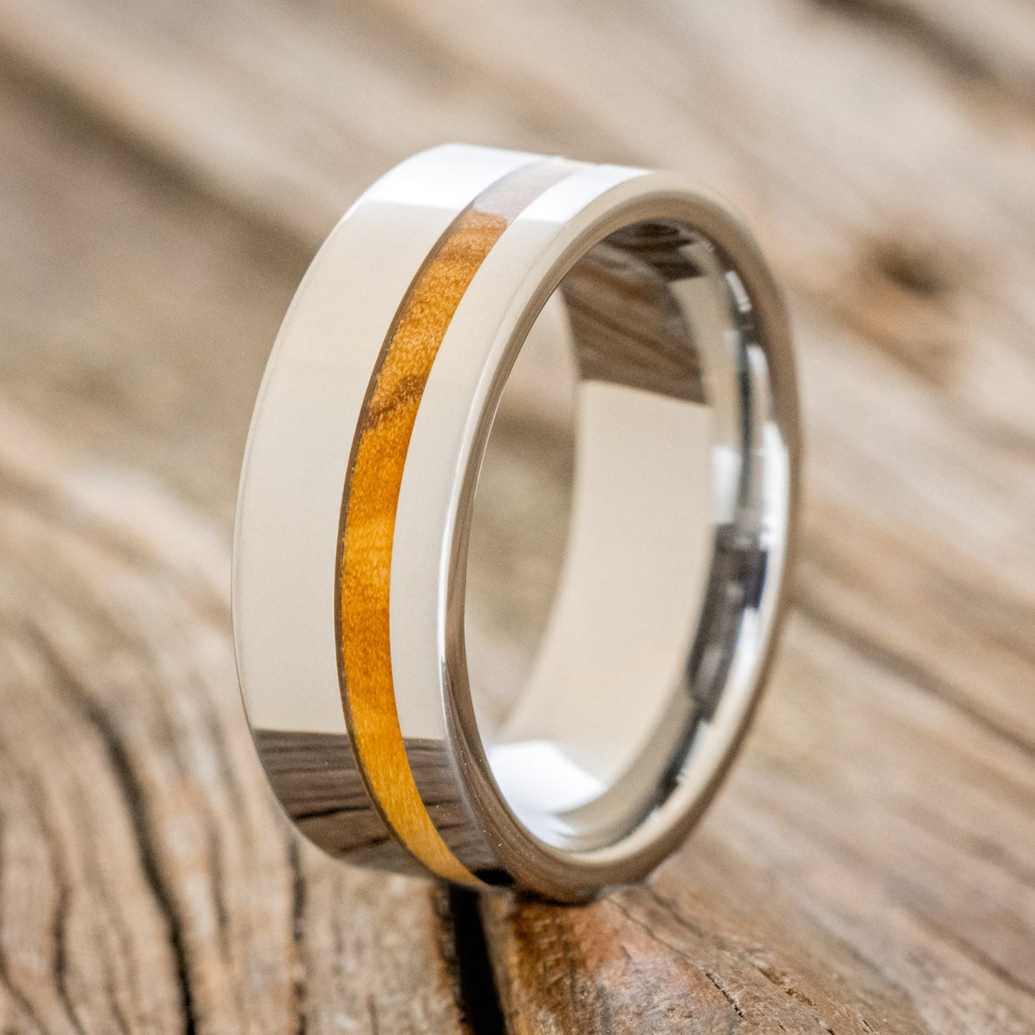 "VERTIGO" - BETHLEHEM OLIVE WOOD WEDDING BAND-4