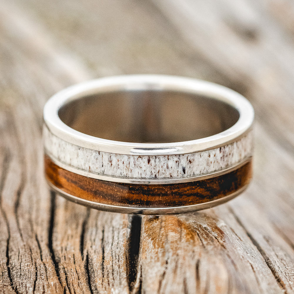 "DYAD" - IRONWOOD & ANTLER WEDDING BAND-3