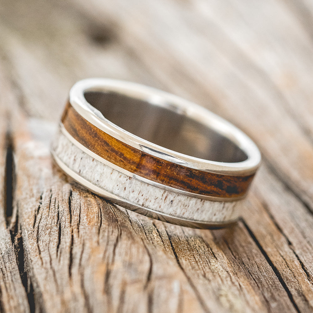"DYAD" - IRONWOOD & ANTLER WEDDING BAND-2