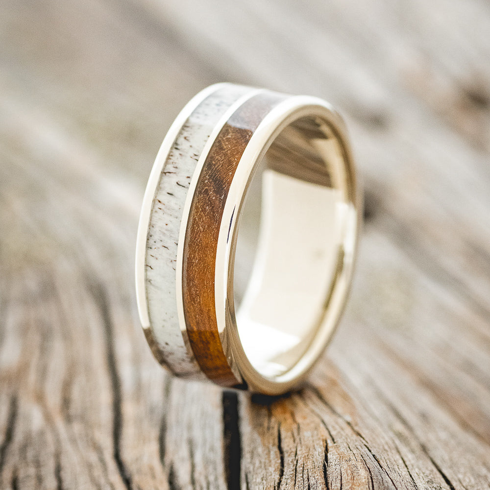 "DYAD" - IRONWOOD & ANTLER WEDDING BAND-4