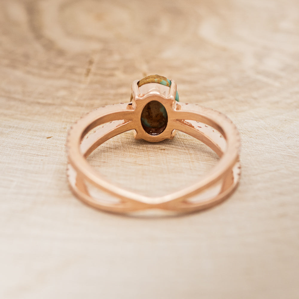 "ANASTASIA" - OVAL TURQUOISE ENGAGEMENT RING WITH DIAMOND ACCENTS-6