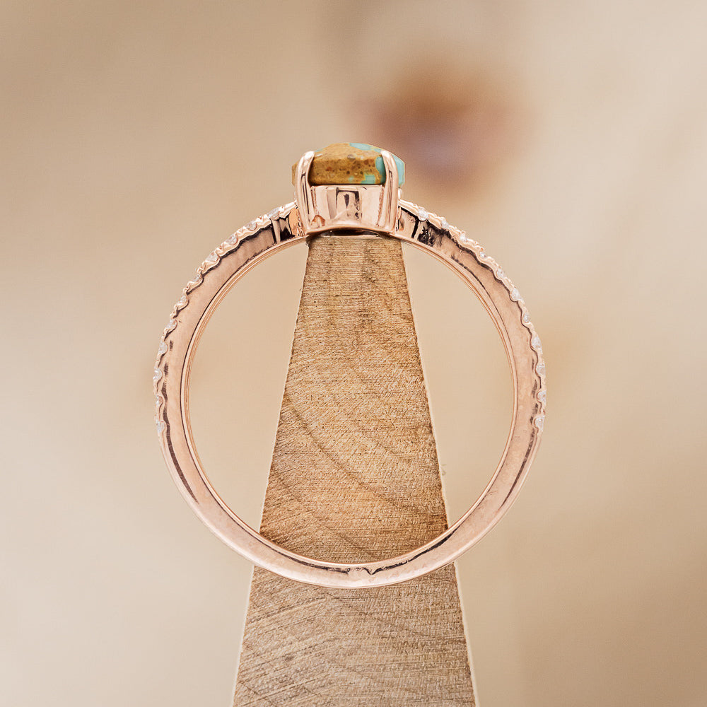 "ANASTASIA" - OVAL TURQUOISE ENGAGEMENT RING WITH DIAMOND ACCENTS-5