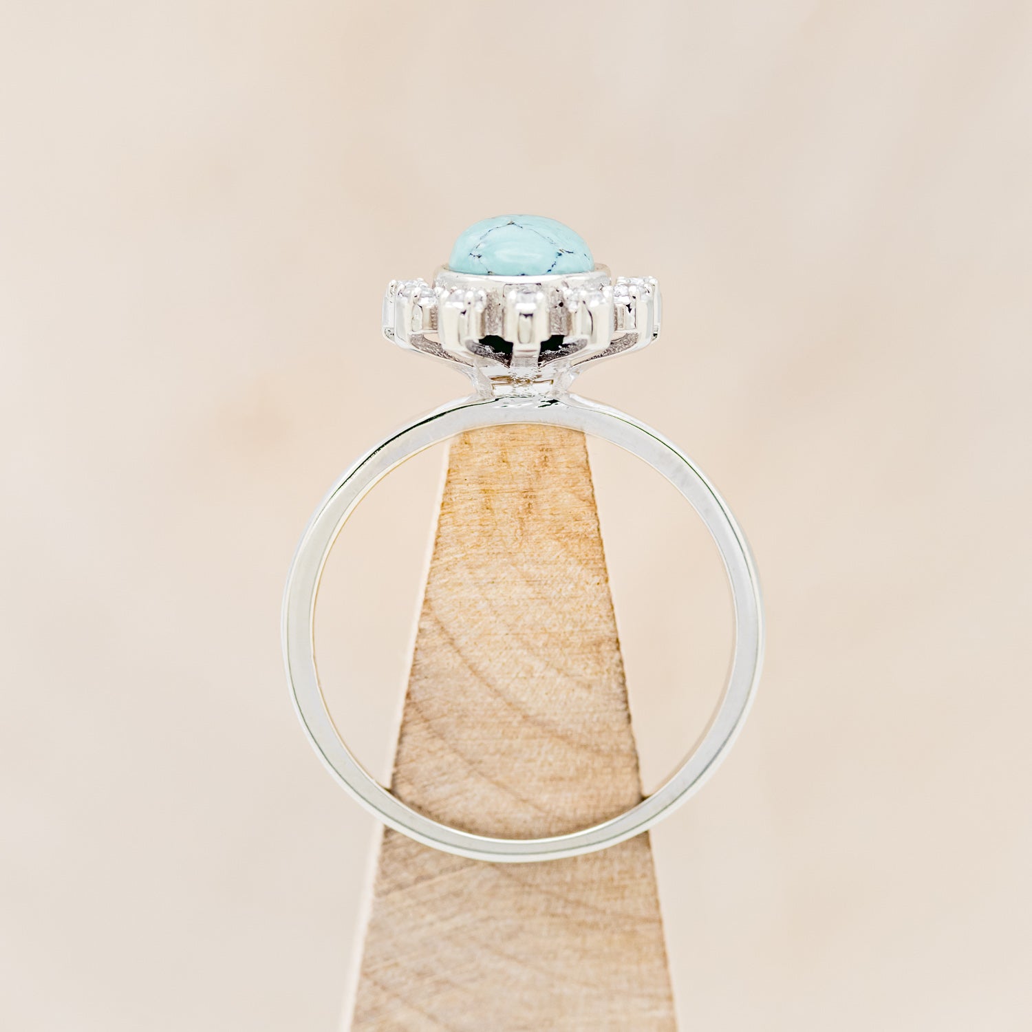"SHANIA" - PEAR-SHAPED TURQUOISE ENGAGEMENT RING WITH DIAMOND ACCENTS-5