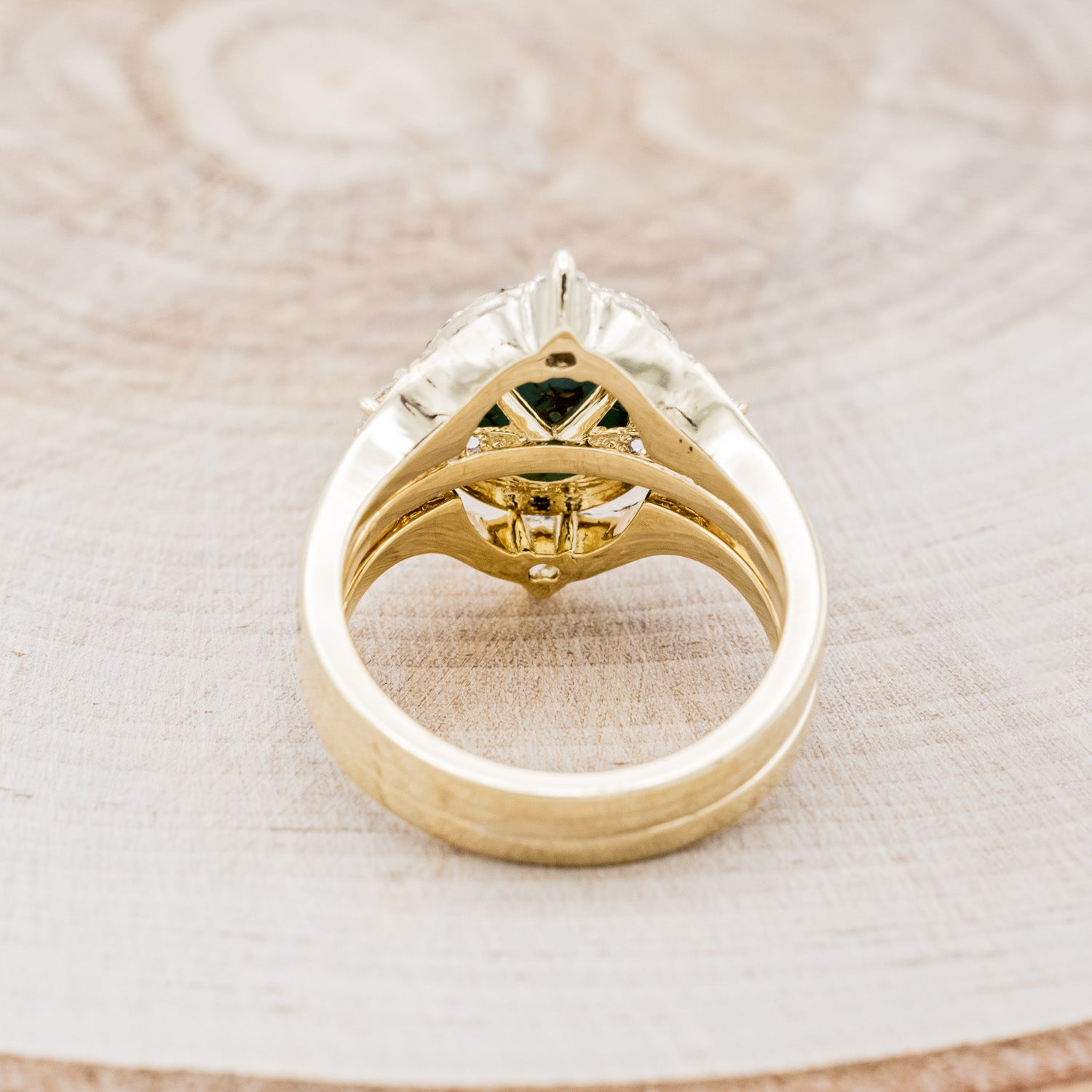 "KB" - BRIDAL SUITE - OVAL TURQUOISE ENGAGEMENT RING WITH DIAMOND ACCENTS & TRACERS-6