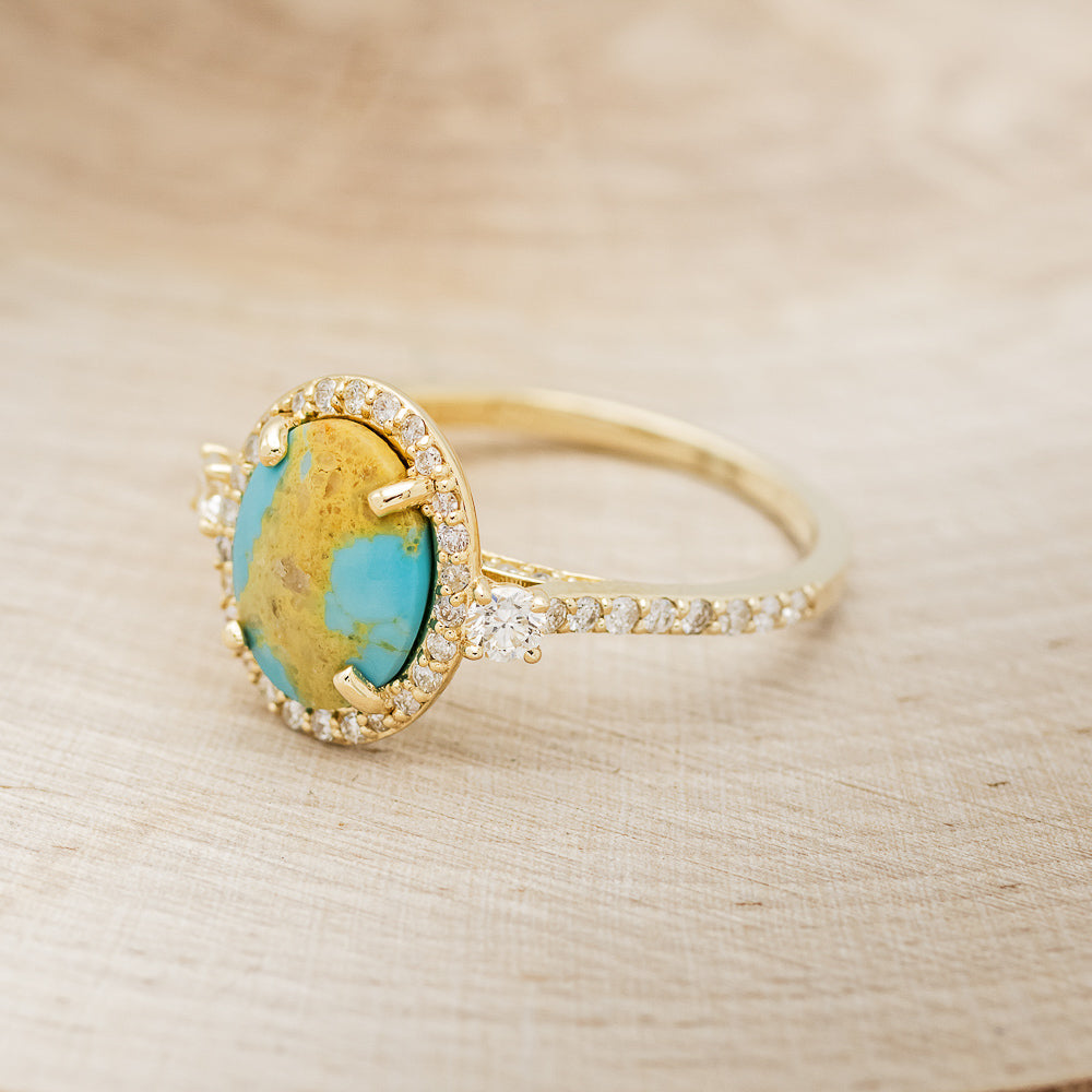 "KB" - OVAL TURQUOISE ENGAGEMENT RING WITH DIAMOND HALO & ACCENTS - EXPEDITED-15