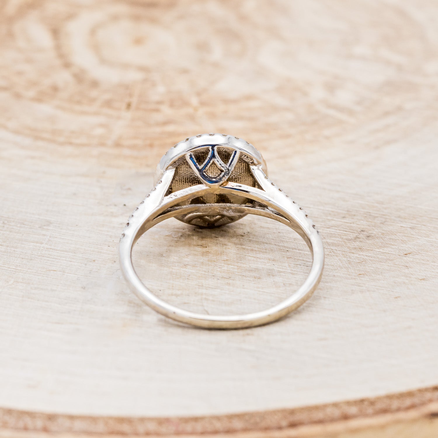 "NOVA" - ROUND CUT TURQUOISE ENGAGEMENT RING WITH DIAMOND HALO & ACCENTS-12