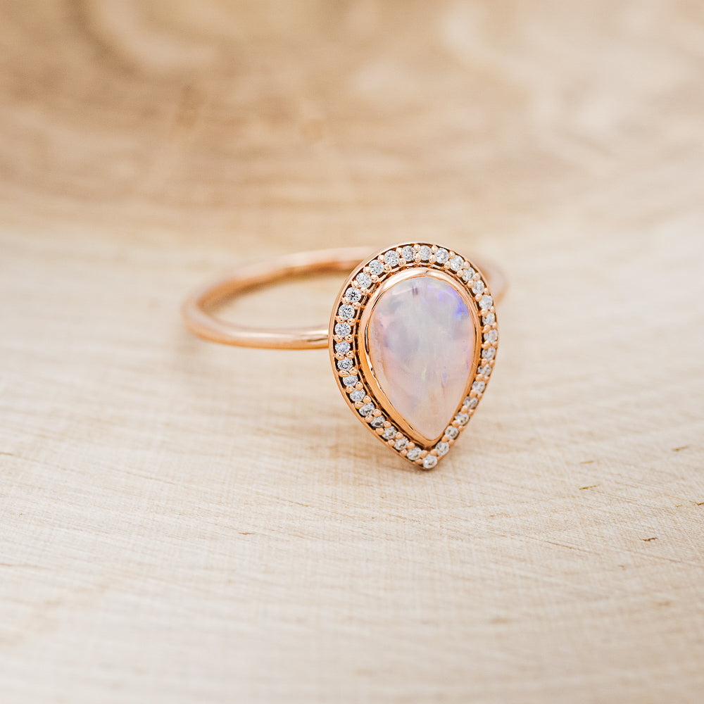 "TERRA" - PEAR-SHAPED OPAL ENGAGEMENT RING WITH DIAMOND HALO-2