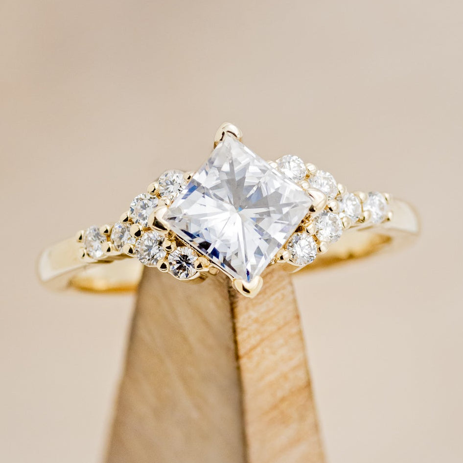 "LAYLA" - PRINCESS CUT MOISSANITE ENGAGEMENT RING WITH DIAMOND ACCENTS & TRACER-22