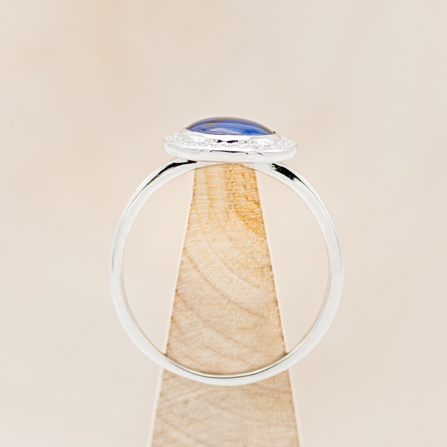 "TERRA" - ROUND PAUA SHELL ENGAGEMENT RING WITH DIAMOND HALO-5