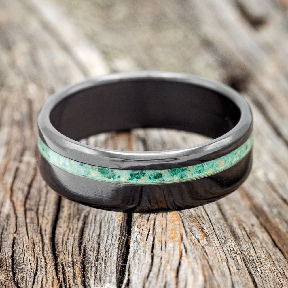 "VERTIGO" - MALACHITE & OPAL MIXED INLAY WEDDING BAND - READY TO SHIP-6