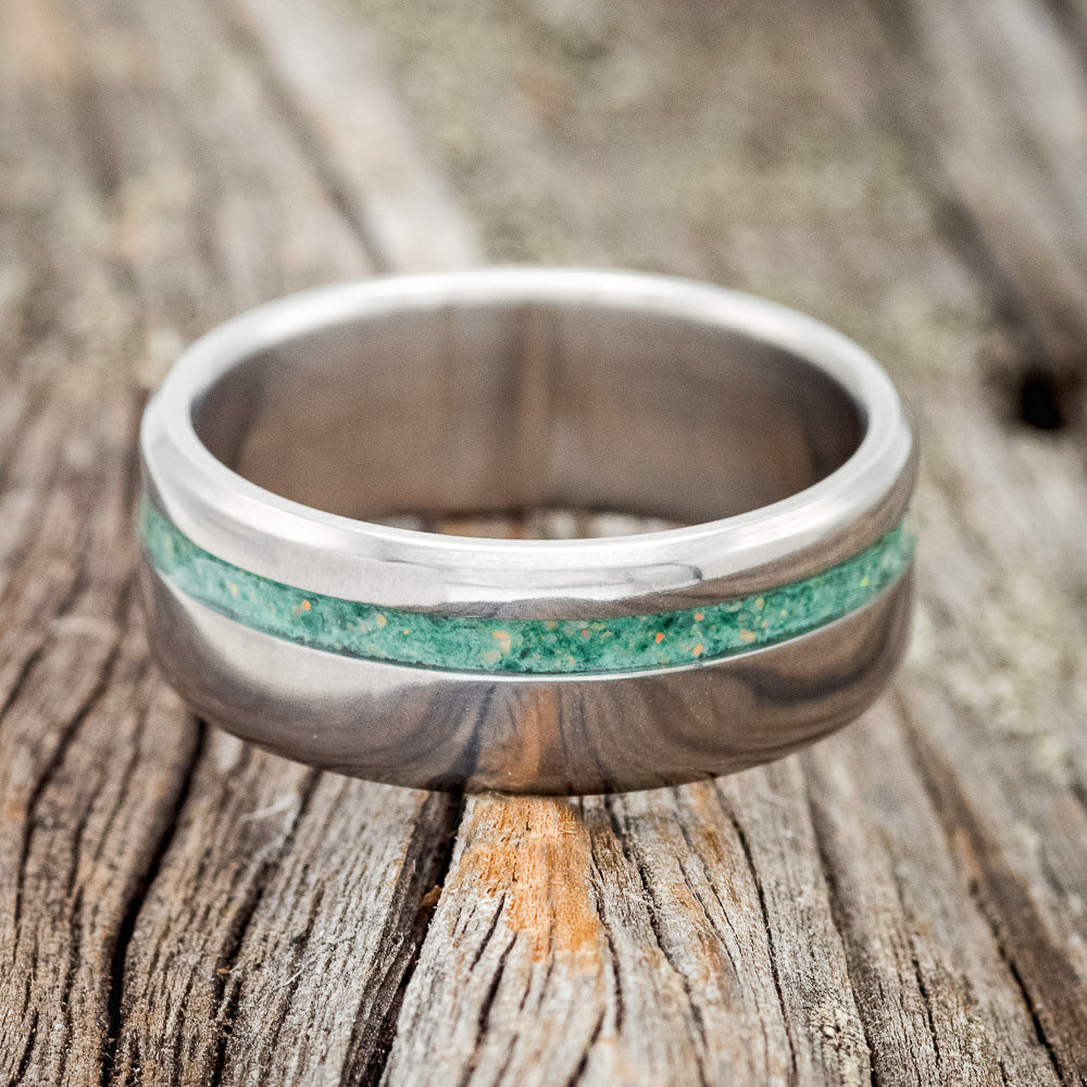 "VERTIGO" - MALACHITE & OPAL MIXED INLAY WEDDING BAND-3