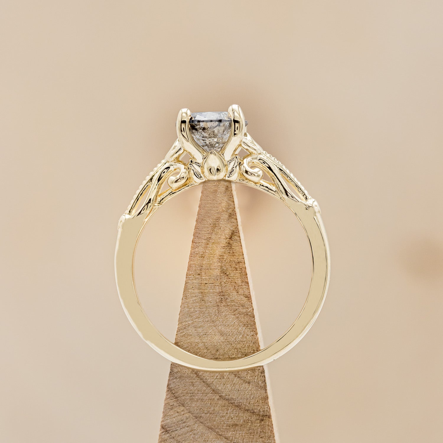 "ROSEMARY" - SOLITAIRE ENGAGEMENT RING WITH FLORAL-STYLE BAND - MOUNTING ONLY - SELECT YOUR OWN STONE-8
