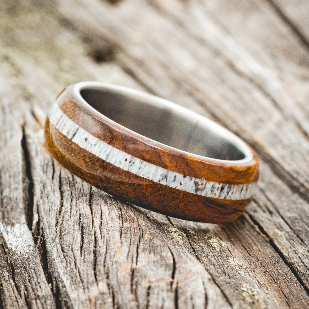 "REMMY" - IRONWOOD & ANTLER WEDDING BAND - READY TO SHIP-2