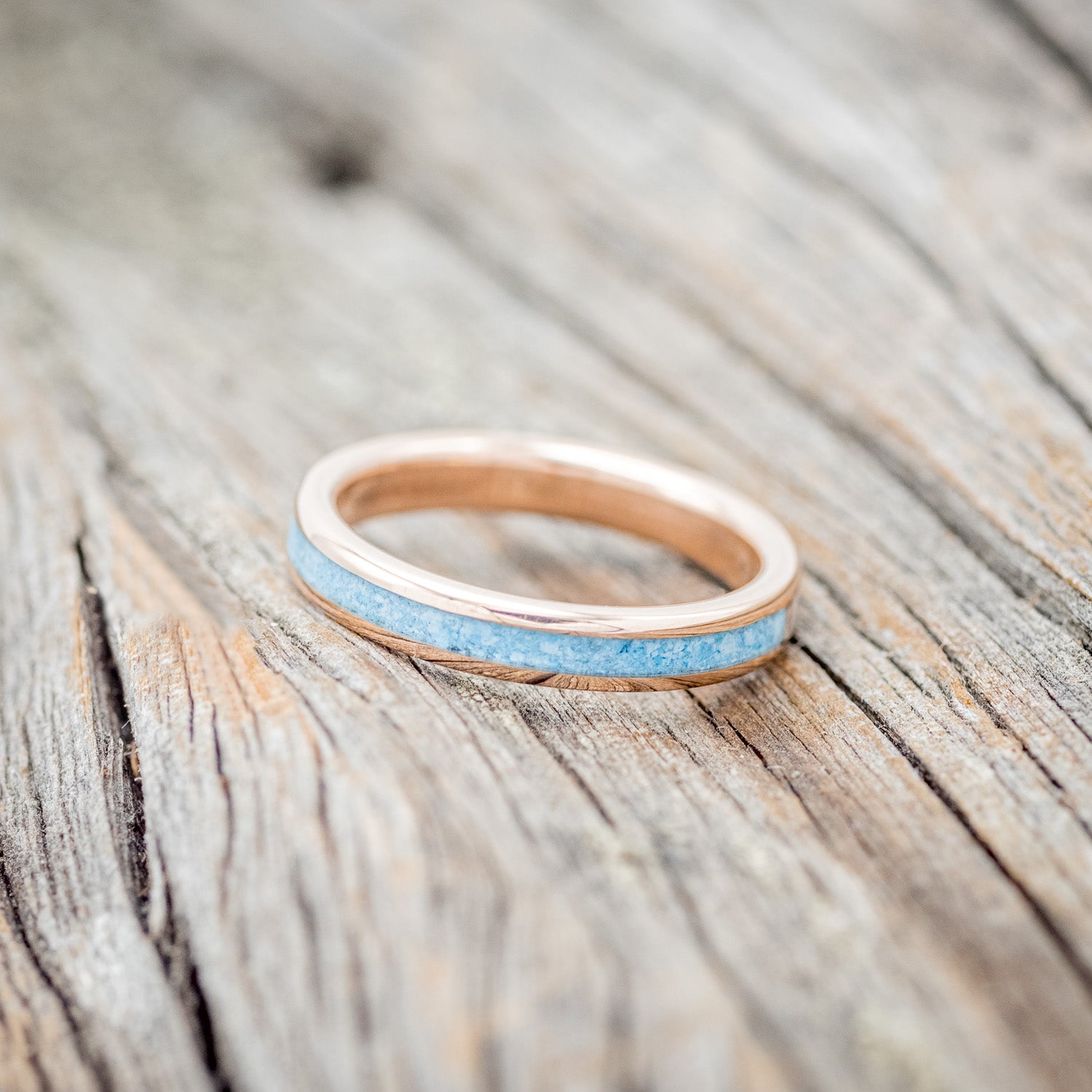 "HARMONY" - TURQUOISE & MOTHER OF PEARL SPLIT STACKING BAND-7