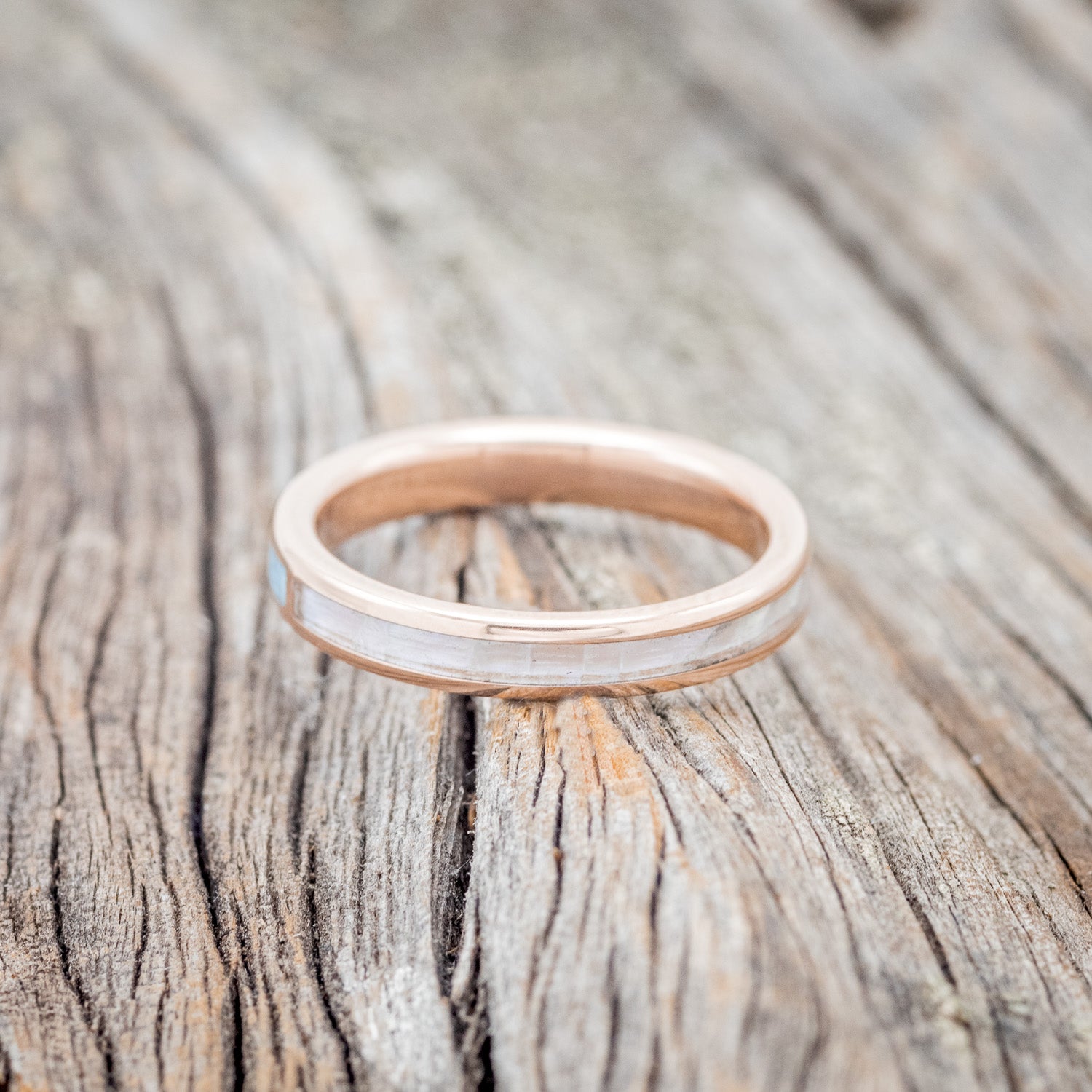 "HARMONY" - TURQUOISE & MOTHER OF PEARL SPLIT STACKING BAND-10