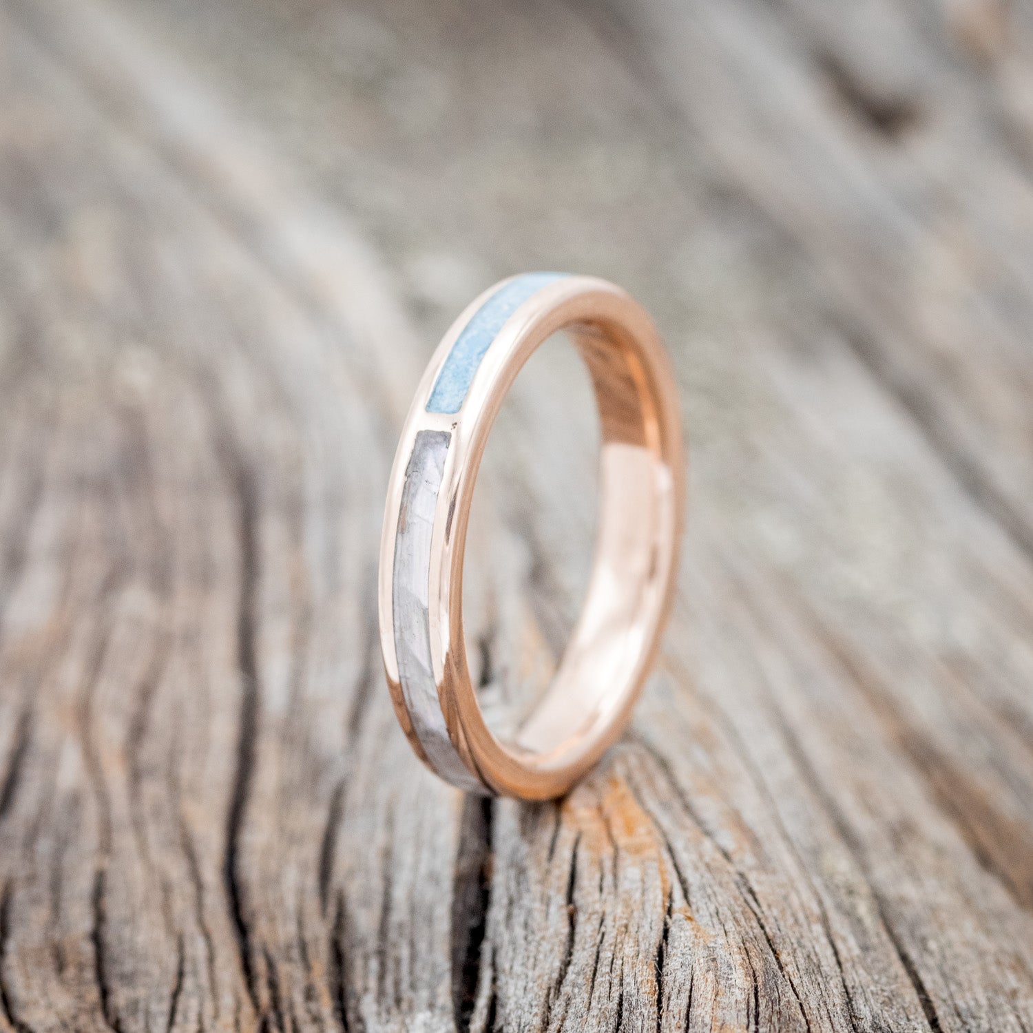 "HARMONY" - TURQUOISE & MOTHER OF PEARL SPLIT STACKING BAND-4