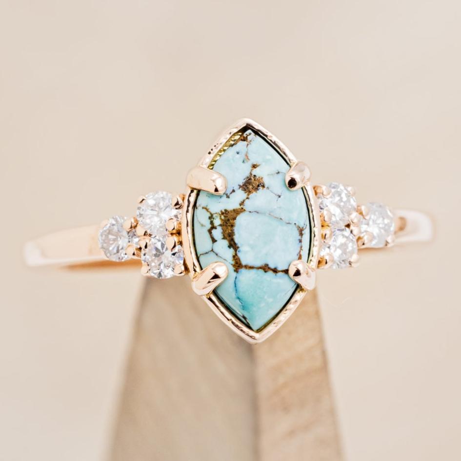 "RAYA" - MARQUISE TURQUOISE ENGAGEMENT RING WITH DIAMOND ACCENTS & RING GUARD-7