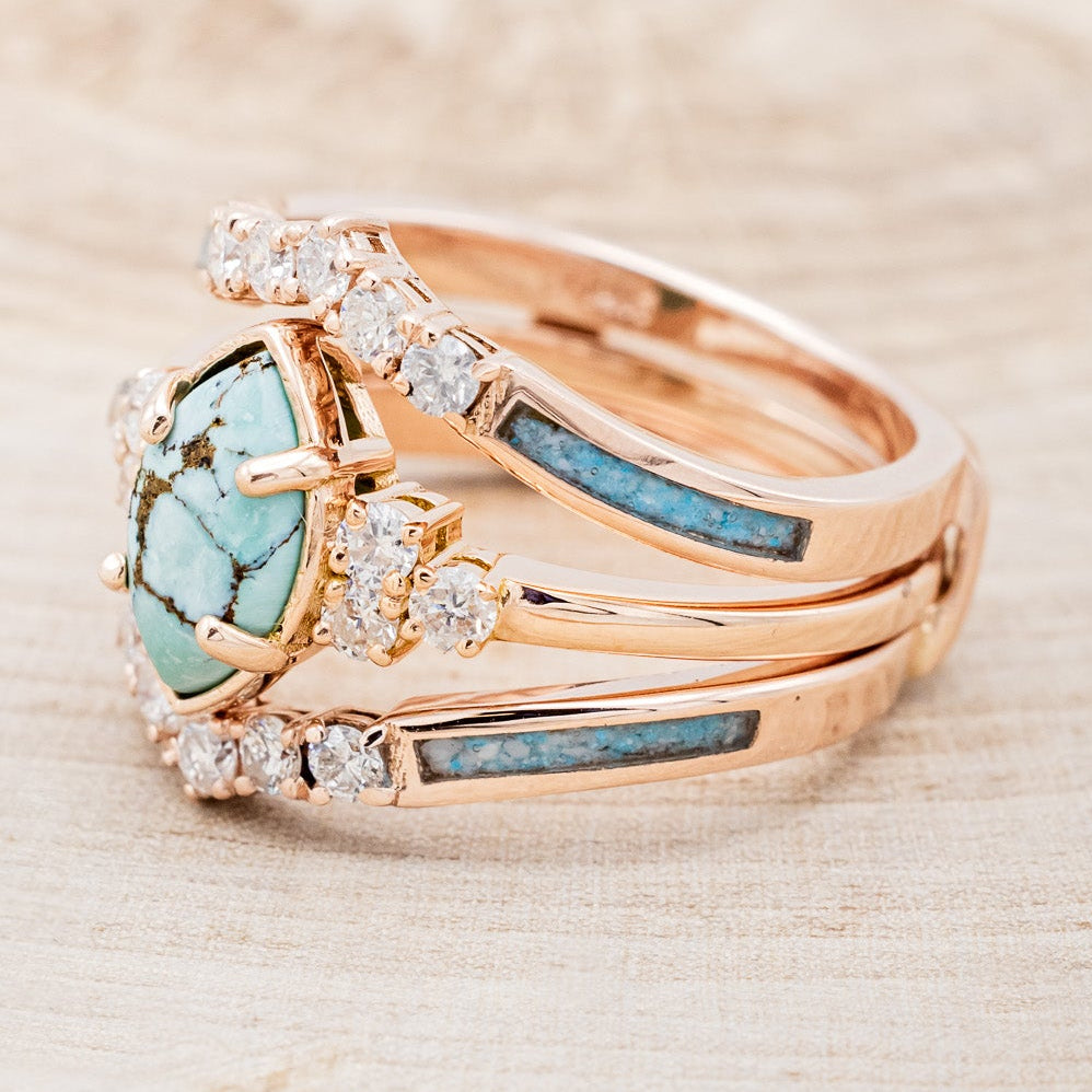 "RAYA" - MARQUISE TURQUOISE ENGAGEMENT RING WITH DIAMOND ACCENTS & RING GUARD-3