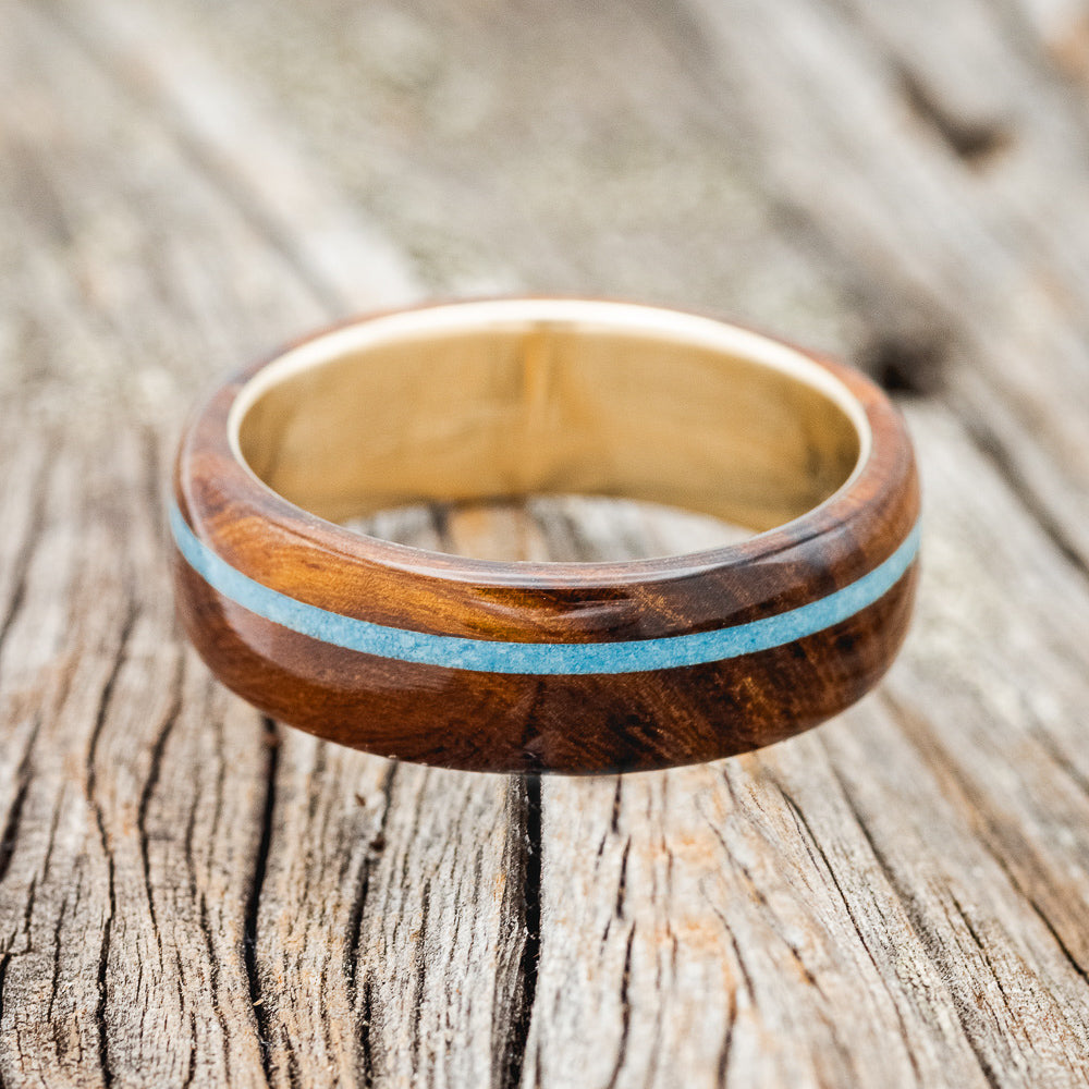 "REMMY" - IRONWOOD & TURQUOISE WEDDING RING-9