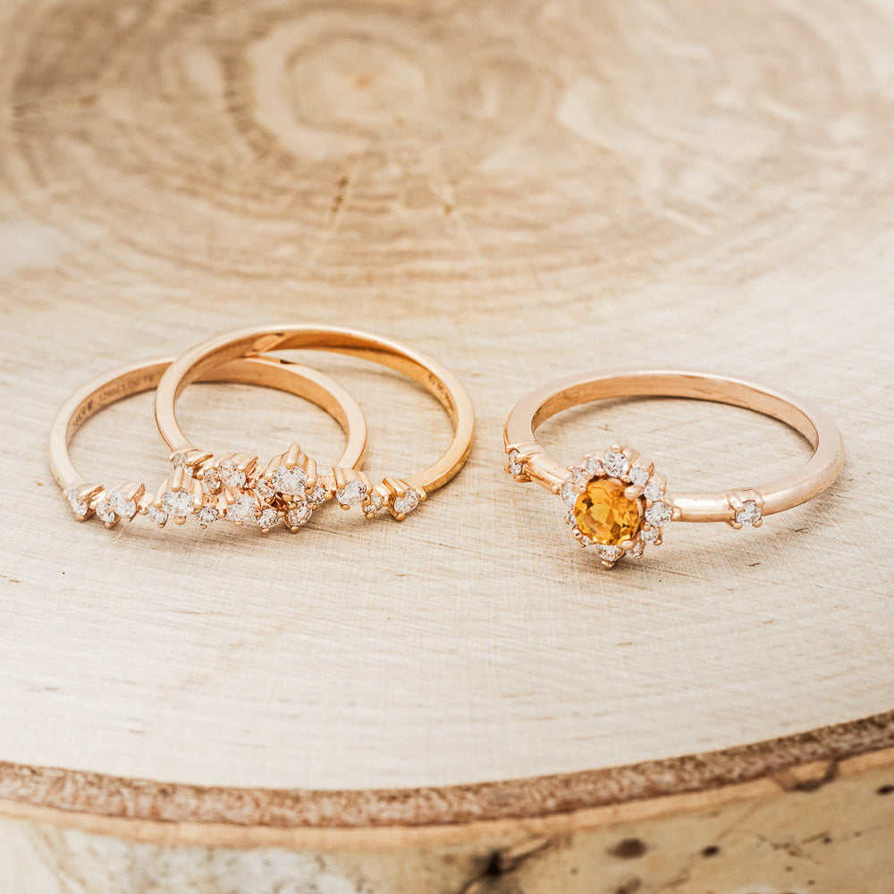 "STARLA" - ROUND CUT CITRINE ENGAGEMENT RING WITH DIAMOND ACCENTS & "LEA" TRACERS-5