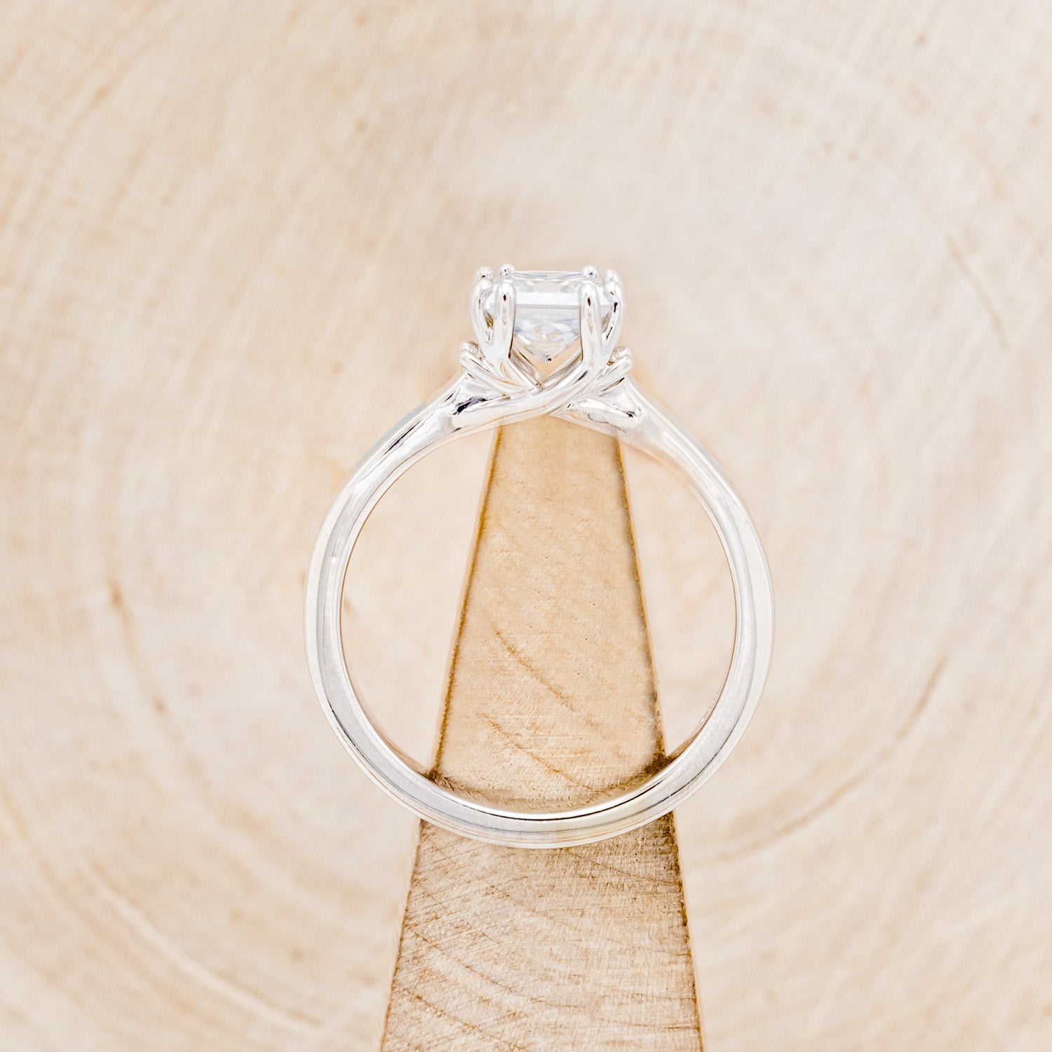 "FAWN" - PRINCESS CUT MOISSANITE ANTLER PRONGED ENGAGEMENT RING WITH ANTLER & TURQUOISE INLAYS-5