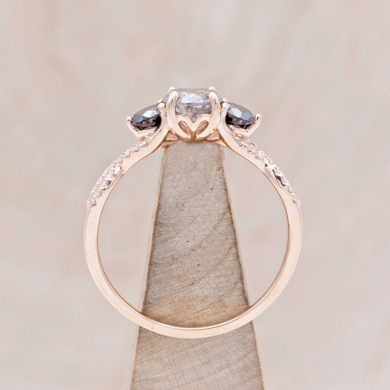 "GAIA" - ENGAGEMENT RING WITH BLACK DIAMOND & DIAMOND ACCENTS - MOUNTING ONLY - SELECT YOUR OWN STONE-5