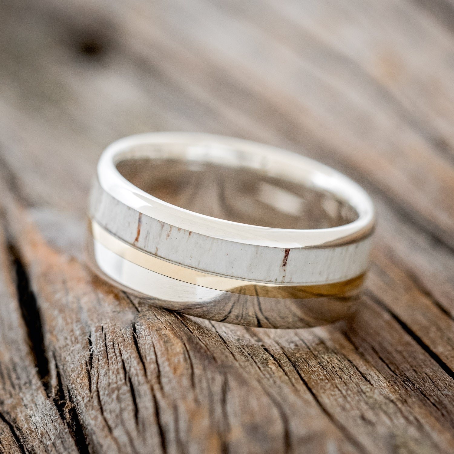 "TANNER" - ANTLER & 14K GOLD INLAY WEDDING-5