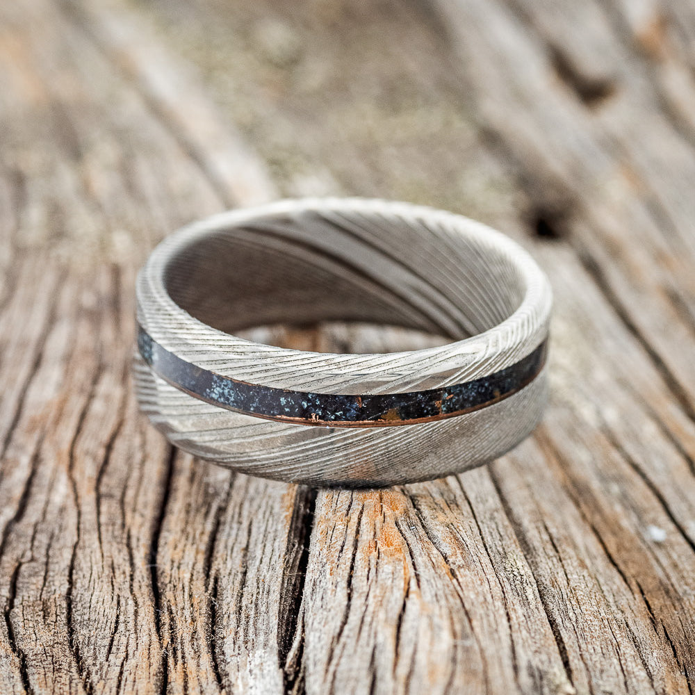 "VERTIGO" - OFFSET PATINA COPPER WEDDING BAND-9