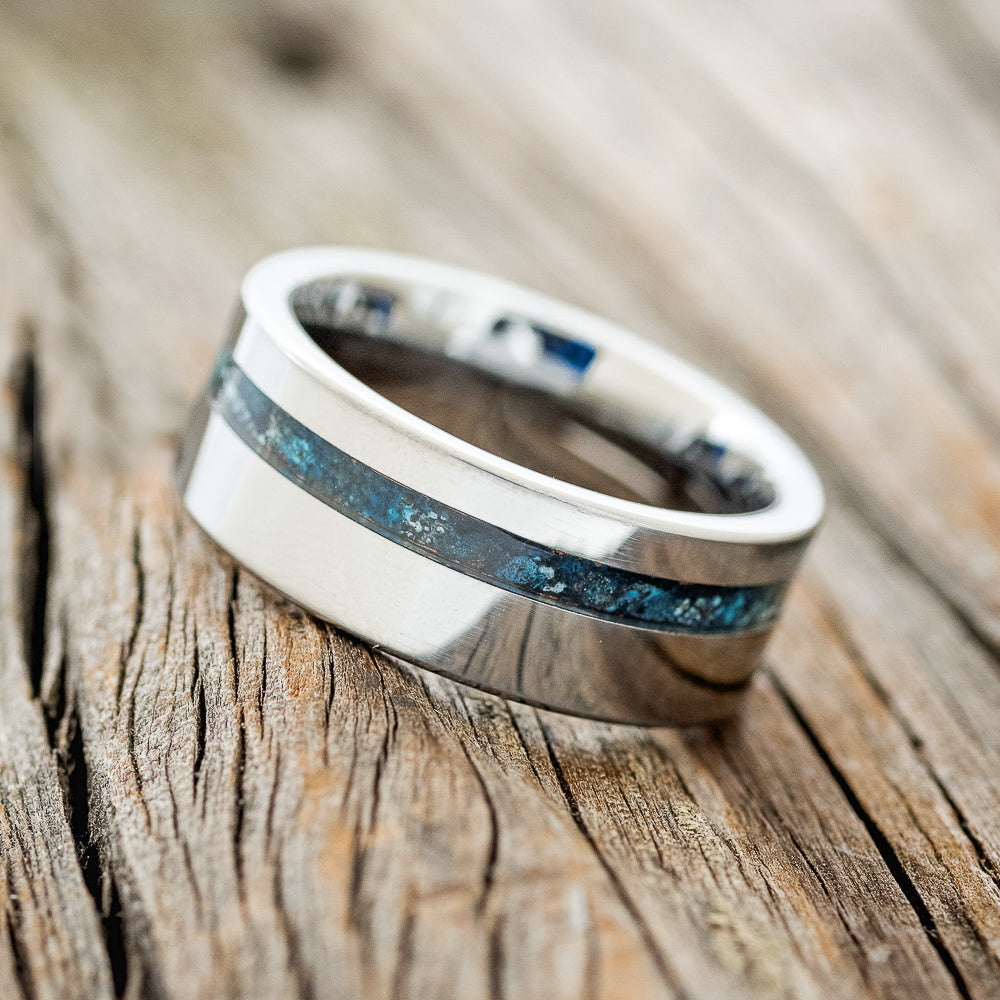 "VERTIGO" - OFFSET PATINA COPPER WEDDING BAND-5