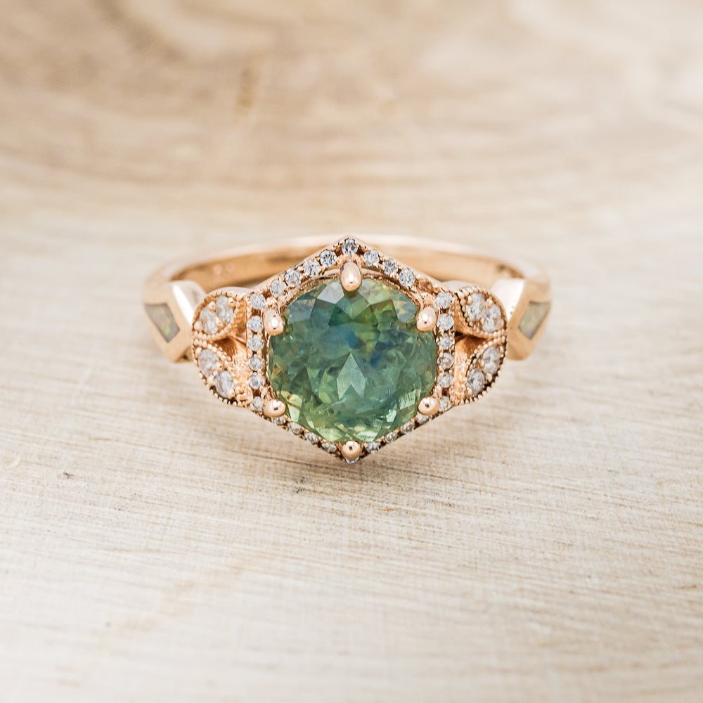 "LUCY IN THE SKY" - ENGAGEMENT RING WITH DIAMOND ACCENTS & TWO INLAYS - MOUNTING ONLY - SELECT YOUR OWN STONE-9