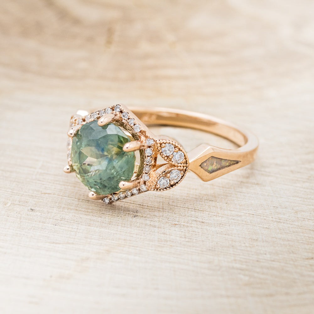 "LUCY IN THE SKY" - ENGAGEMENT RING WITH DIAMOND ACCENTS & TWO INLAYS - MOUNTING ONLY - SELECT YOUR OWN STONE-8