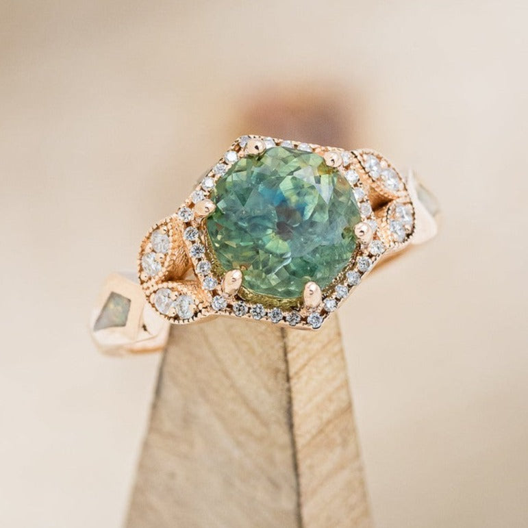 "LUCY IN THE SKY" - ENGAGEMENT RING WITH DIAMOND ACCENTS & TWO INLAYS - MOUNTING ONLY - SELECT YOUR OWN STONE-1