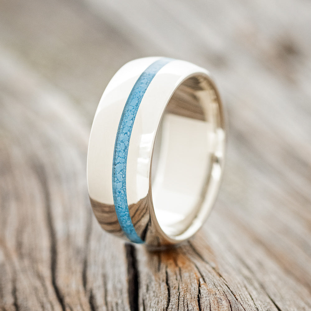"VERTIGO" - DOMED TURQUOISE WEDDING BAND-11