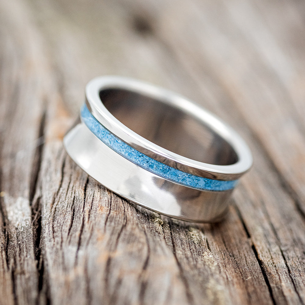 "VERTIGO" - CONCAVE TURQUOISE WEDDING BAND-2