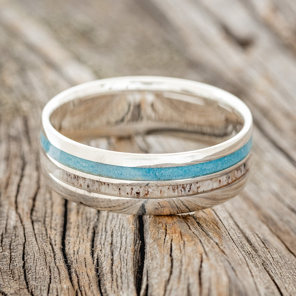 "COSMO" - ANTLER & TURQUOISE WEDDING BAND-9