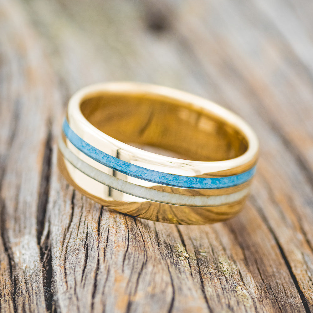 "COSMO" - ANTLER & TURQUOISE WEDDING BAND-11