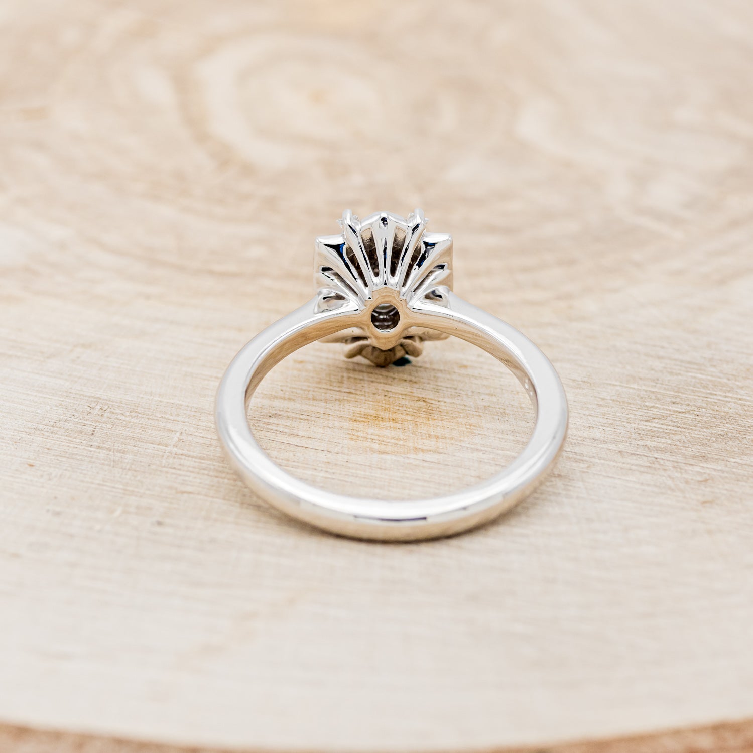 "CLEOPATRA" - OVAL SALT & PEPPER DIAMOND ENGAGEMENT RING WITH DIAMOND ACCENTS & TURQUOISE TRACER-9