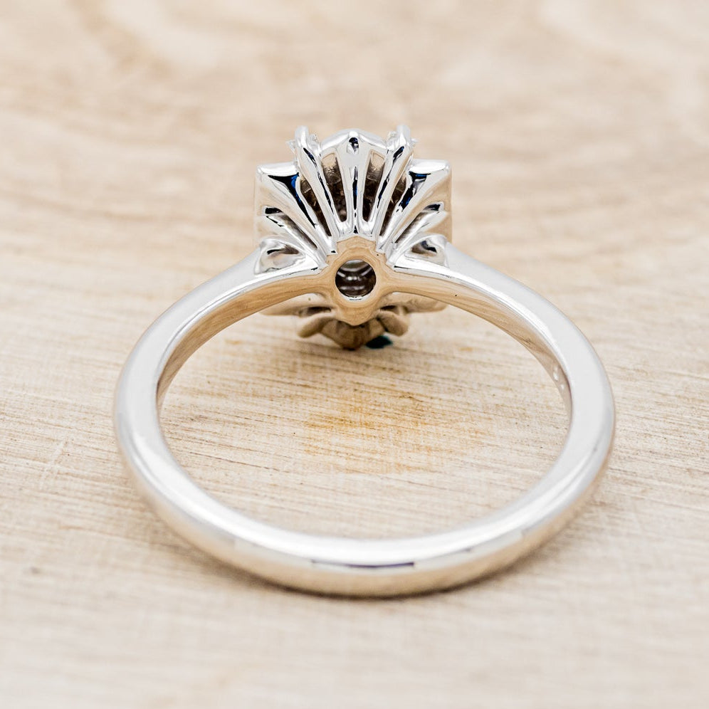 "CLEOPATRA" - OVAL SALT & PEPPER DIAMOND ENGAGEMENT RING WITH DIAMOND ACCENTS & TURQUOISE TRACER-9