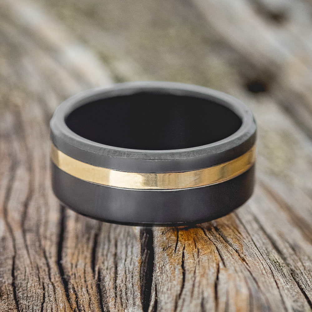 "VERTIGO" - 14K GOLD INLAY WEDDING RING-9