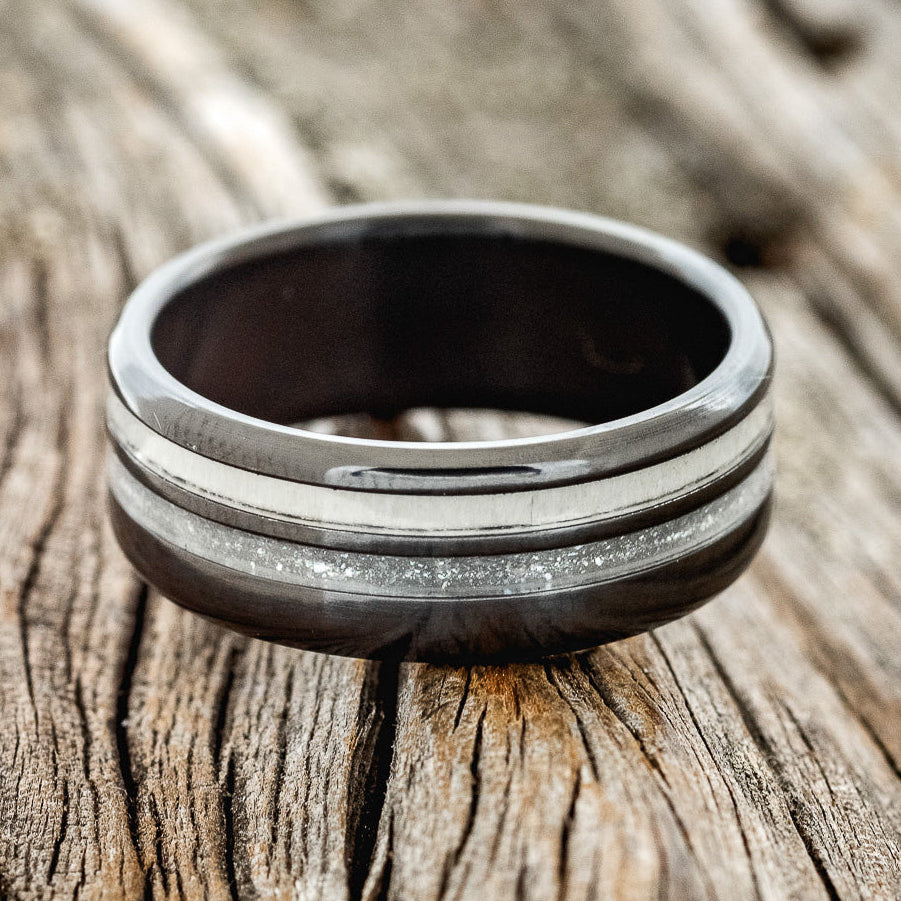 "COSMO" - DIAMOND DUST & ANTLER WEDDING BAND-6