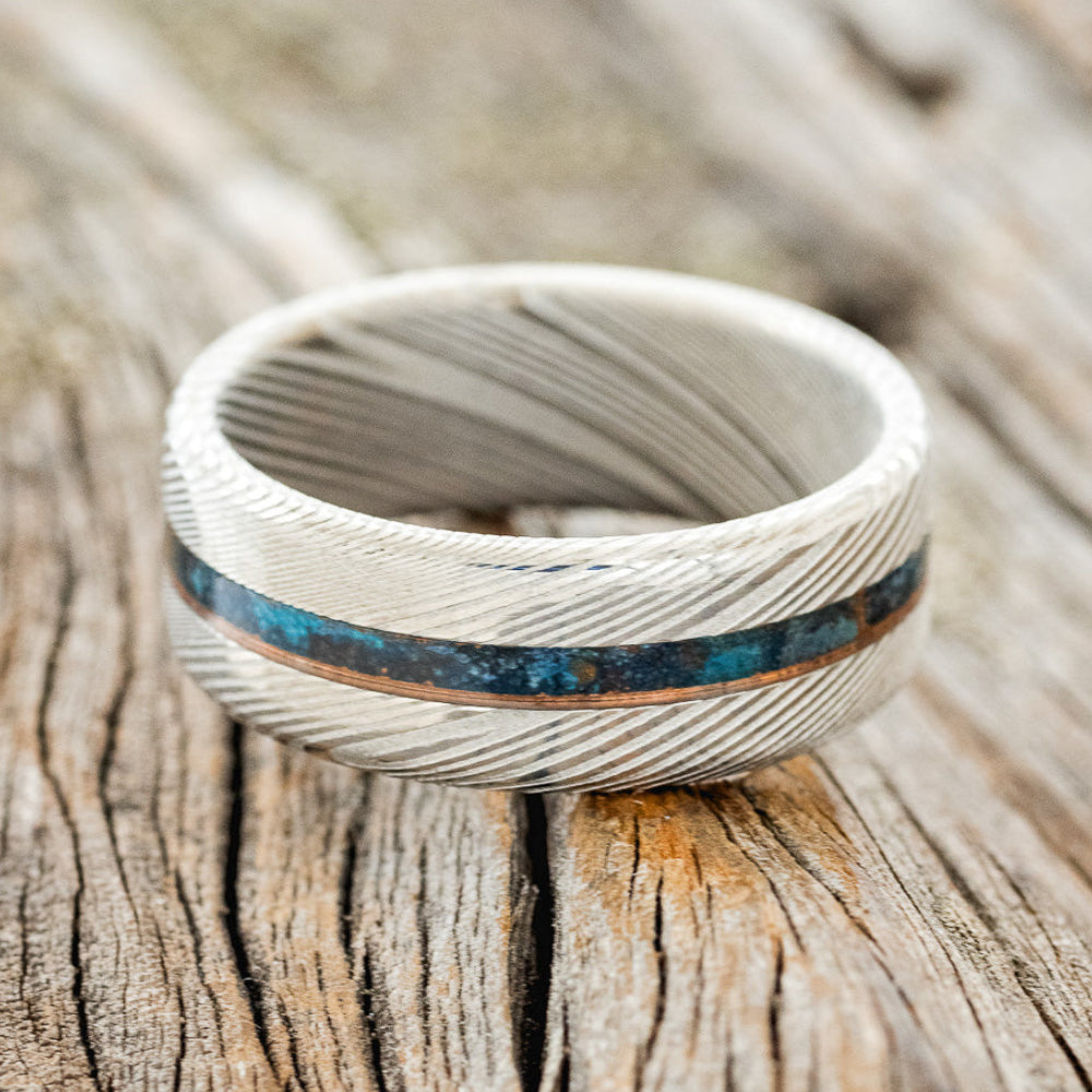 "NIRVANA" - CENTERED PATINA COPPER WEDDING BAND-6